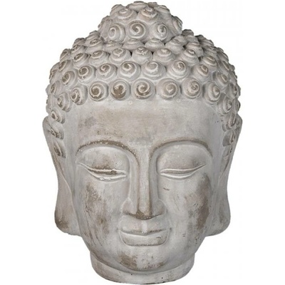 Dekorace šedá hlava Buddhy L – 17x17x24 cm