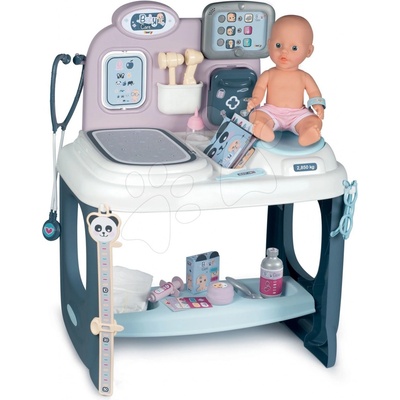 Smoby Zdravotnický pult pro lékaře Baby Care Center elektronický se zvukem a světlem a panenka s 28 doplňky