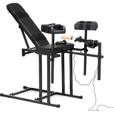 Master Series Ultimate Obedience Chair with Sex Machine Black