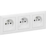 Legrand - Тройна домашна контактна розетка с рамка SUNO 250V бяла (LR0081C)