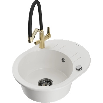 Mexen Kevin гранитна кухненска мивка с една камера с кухненски смесител Duo, бял - 6517-20-671701-57-B (6517-20-671701-57-B)