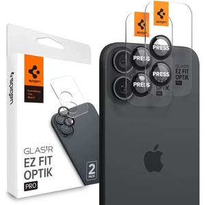 SPIGEN Glass tR EZ Fit Optik Pro комплект от 2 броя, черни за iPhone 16 Plus (AGL07921)