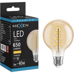 Mexen Vintis LED крушка филамент спирала E27, G80, 8W, Топло - 2700K, 650 lm, кехлибар (L165-E27-0827-50)