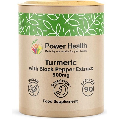 Power Health Куркума 500 mg + екстракт от черен пипер 90 капсули | Power Health (076386 (PHPPTUR04) PWH)