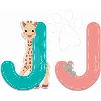 Janod drevené písmeno J Sophie The Giraffe tyrkysové ružové