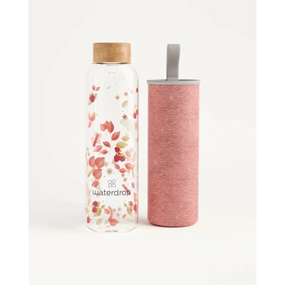 Waterdrop Edition skleněná láhev na vodu 600 ml + obal na láhev