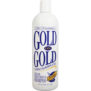 Chris Christensen Gold on Gold шампоан за златиста, кафява и бежова козина, нанасяне на цвят с едно приложение 473ml
