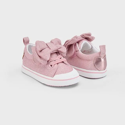 Mayoral Маратонки плат с панделка розов блясък за бебе момиче Майорал