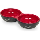 NOBBY keramická miska Cat pro kočky dvojitá 22x4 cm 2x130 ml