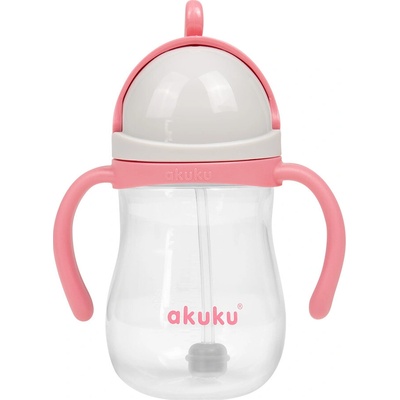 Akuku hrnček s ohybnou slamkou a závažím 280ml ružová