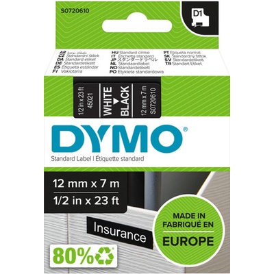 DYMO pásky D1 12mm štandard Biela na čiernej