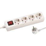 EUROLAMP Разклонител EUROLAMP SA - 10203, 4 гнезда, 3m, бял (147-62231)