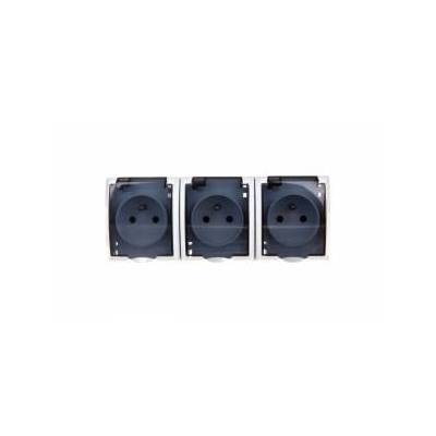 Ospel FALA Socket hermetic triple with/u IP44 flap transparent white (GNH-3HzD)