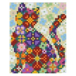 Bright Toys Мозайка с пиксели Bright Toys, 40x50 пиксела - Цветна котка (BT50013-FlowerCat)