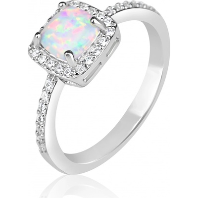Meucci Stříbrný prsten čtvercovým s opálem a zirkony SR147