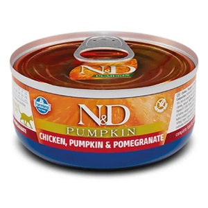 Farmina N&D Pumpkin Cat Chicken, Pumpkin & Pomegranate ADULT GRAIN FREE - консерва за пораснали котки над 1 година, с пиле, тиква и нар, БЕЗ ЗЪРНО, 70 гр Италия PND070012