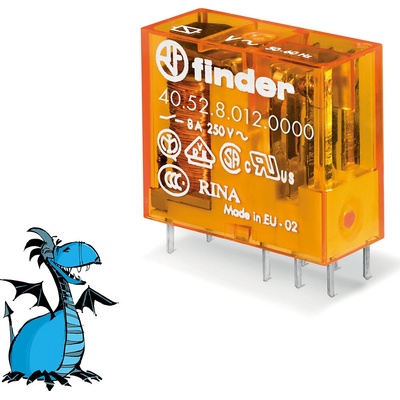 FINDER Relé 40.52.8.012.0000, 2P/8A, 12V AC 40528012