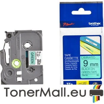 Image 1 of Brother Tape Black on Green Brother TZ-721