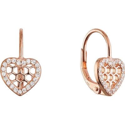 Evolution Group Pozlacené stříbrné náušnice srdíčka 11715.1 rose gold