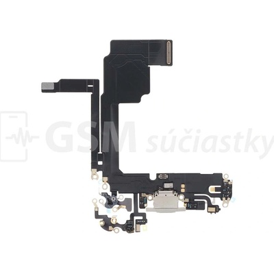 Flex kábel nabíjania iPhone 15 Pro - nabíjací konektor, mikrofón Farba: Biela