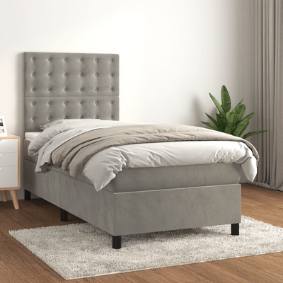 Petrashop 3143247 boxspring postel s matrací světle šedá samet