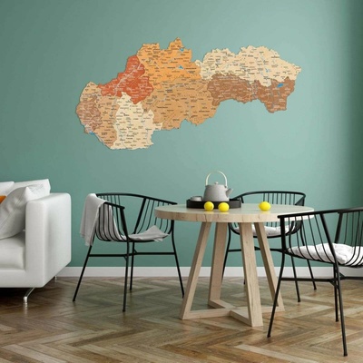 Plnofarebná drevená mapa Slovenska 100 x 50 cm (kraje)