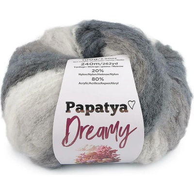 Pletací příze Papatya Dreamy 100 g, střední, 6 (09) šedá
