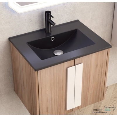 Inter Ceramic Долен конзолен pvc шкаф за баня bg 6451-1 + 5953b-2 ЧЕРЕН МАТ