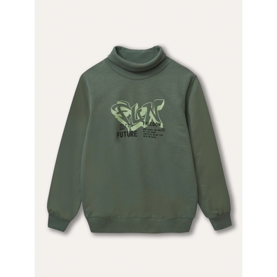 Winkiki Kids Wear Chlapecká mikina s rolákem Future khaki