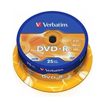 Verbatim DVD-R Verbatim AZO 4.7GB 16X MATT SILVER SURFACE, 25 броя в шпиндел, 43522