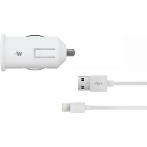 Just Wireless Зарядно за кола с USB изход и Lightning кабел за iPhone, iPad и устройства с Lightning порт - Just Wireless Lightning 2.1A USB Car Charger (бял) (3471, 06302)