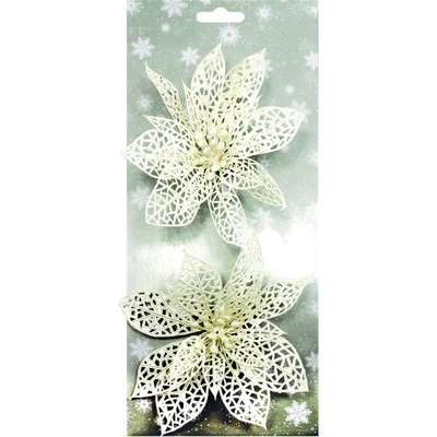 Anděl Poinsettie bílá 14 cm 2 ks na klipu