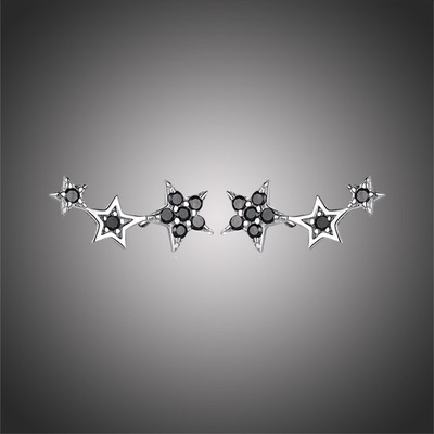 Grace Silver Jewellery stříbrné náušnice se zirkony Alesa Black hvězdy E-SCE175-2 černá