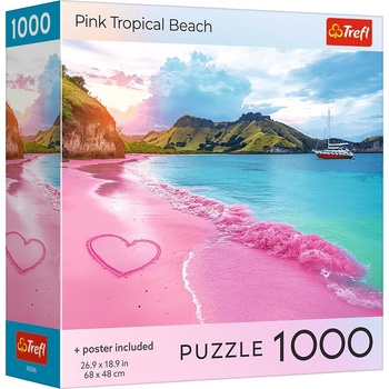 Trefl - Puzzle Pink Tropical Beach - 1 000 piese