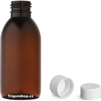 Tera Plastová lékovka hnědá s bílým víčkem 150 ml