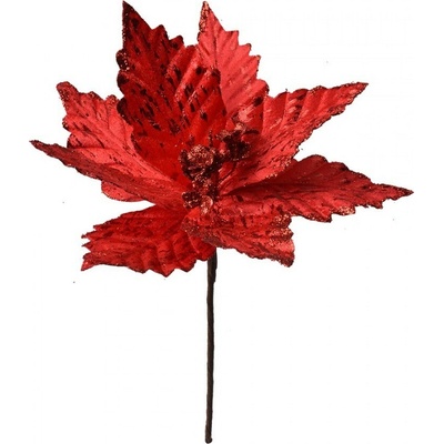 Červená umelá kvetina zápich vianočná hviezda Poinsettia - Ø 23*27 cm - Clayre & Eef