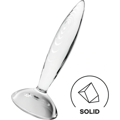 Satisfyer Sparkling Crystal žebrované skleněné dildo průhledné