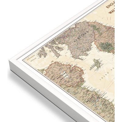 National Geographic Anglie a Wales - nástěnná mapa Executive 75 x 90 cm Varianta: mapa v hliníkovém rámu, Provedení: bílý rám