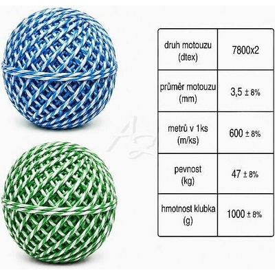 motouz PP 1000g. 7800x2dtex 600m klubko