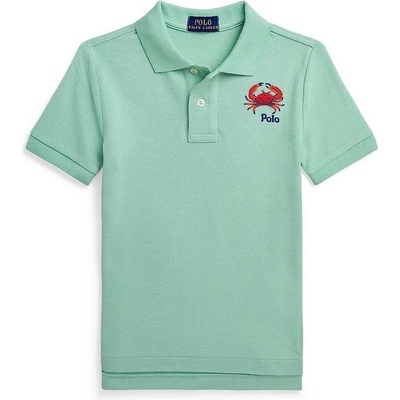 Ralph Lauren Детска памучна тениска с яка Polo Ralph Lauren в зелено с изчистен дизайн (322936134001)