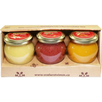Včelařství M+M medové krémy zázvor brusinka kurkuma 3 x 250 g