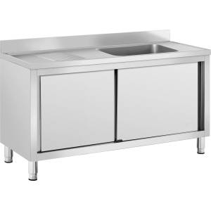 Royal Catering Кухненска мивка с шкаф за търговски цели - 1 мивка - Royal Catering - Неръждаема стомана - 140 x 60 см RC-IKS06 (RC-IKS06)