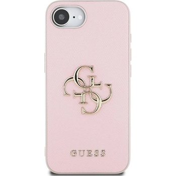 GUESS Калъф Guess - Grained Metal Logo, iPhone 16e, розов (3666339453282)