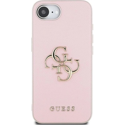 GUESS Калъф Guess - Grained Metal Logo, iPhone 16e, розов (3666339453282)