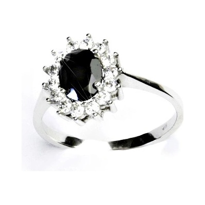 Čištín Zlatý prsten žluté i bílé zlato Kate přírodní černý spinel pleonast čiré zirkony T 1507