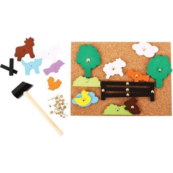 Image 1 of Bigjigs Toys - Игра с коркова дъска и чукче - Ферма