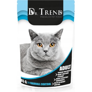 Dr. TREND Мокра храна /пауч/ за възрастни котки против космени топки