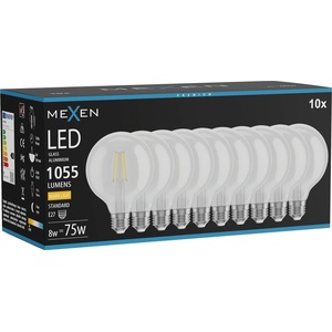 Mexen Vintis 10x LED влакнеста крушка E27, G95, 8W, Топла - 2700K, 1055 lm, прозрачна (L157-E27-0827-00x10)