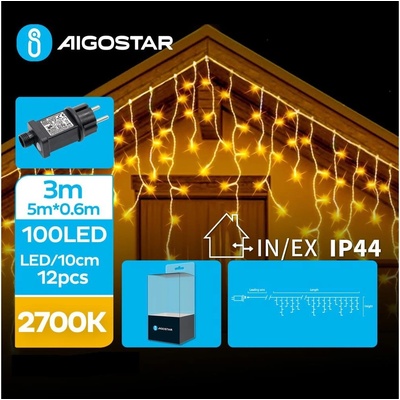 Aigostar LED Vonkajšia vianočná reťaz 100xLED 8 funkcií 8x0,6m IP44 teplá biela AI0462