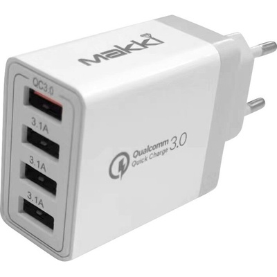 Makki бързо зарядно Fast Charger - QC3.0+3xUSB 30W White - MAKKI-QC48W4 (MAKKI-QC48W4)